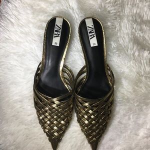 Zara Braided Metallic Mules